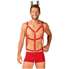 Introducing the Sensual Pleasure Co. Mr. Reindy 3 Pc Set: Red Harness, Boxer Shorts, and Reindeer Ears - The Ultimate Playful and Tempting Bedroom Adventure for Couples - Adult Naughty Store