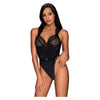 Introducing the Elisetta Lace Teddy - Exquisite Black Floral Lace Teddy for Women's Sensual Pleasure - Adult Naughty Store