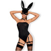 Bijoux Indiscrets Bunny Mask Costume 6 Pc - Seductive Black Teddy, Ears, Stockings, and More! - Adult Naughty Store