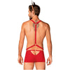 Introducing the Sensual Pleasure Co. Mr. Reindy 3 Pc Set: Red Harness, Boxer Shorts, and Reindeer Ears - The Ultimate Playful and Tempting Bedroom Adventure for Couples - Adult Naughty Store