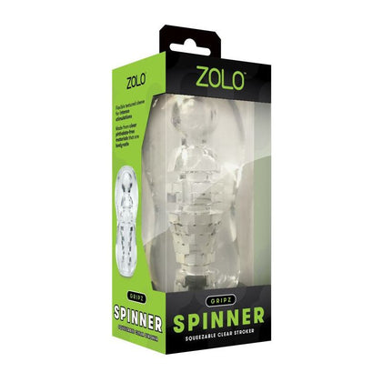 ZOLO Gripz Spinner - Clear Textured Stroker Model XYZ - All Genders - Intense Pleasure - Crystal Clear