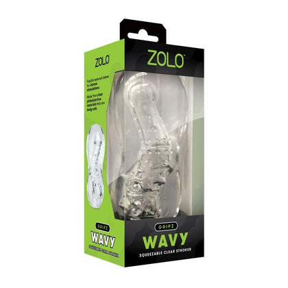 Zolo Gripz Wavy - Clear Pleasure Stroker for Intense Sensations and Visual Delight - Model XYZ123 - Suitable for All Genders - Designed for Exquisite Penile Stimulation - Transparent