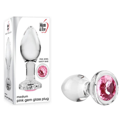 Adam & Eve Pink Gem Glass Plug Medium - Model PGM-M1 - Sensual Pleasure for All Genders - Anal Delight in Dazzling Pink