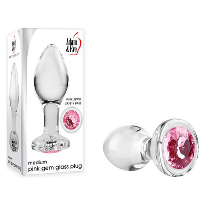 Adam & Eve Pink Gem Glass Plug Medium - Model PGM-M1 - Sensual Pleasure for All Genders - Anal Delight in Dazzling Pink - Adult Naughty Store