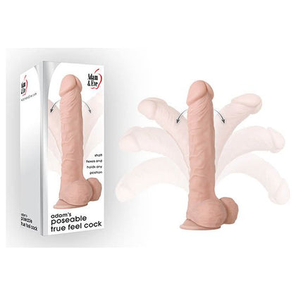Adam & Eve Adam's Poseable True Feel Cock - Adjustable Realistic Dildo for Intimate Pleasure - Model AP-500 - Male - Dual Density Texture - Flesh