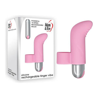 Adam & Eve Silicone Rechargeable Finger Vibe - Powerful 10 Function Waterproof Finger Vibrator for Intense Orgasms - Pleasure Toy for Women - Pink