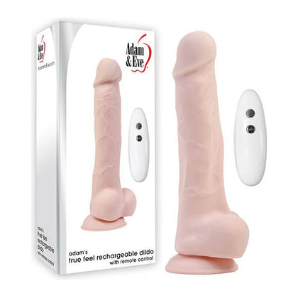 Adam & Eve True Feel 7-Inch Rechargeable Dildo for Intense Pleasure - Model AF-7R, Unisex, Lifelike Texture, Suction Cup Base, Wireless Remote, Black