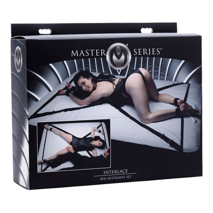 Master Series Interlace Bed Restraint Set - Versatile Bondage Kit for Couples - Model MSIR-001 - Unisex - Full Body Restraints - Black - Adult Naughty Store