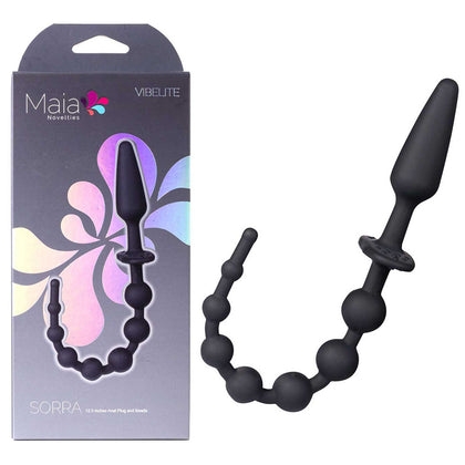 Elevate your Sensual Experience with Maia Novelties Sorra 2-in-1 Anal Pleasure Device - Model SORRA-001 for All Genders - Black