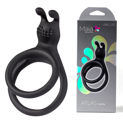 Maia Novelties Atlas M1 Dual Cock & Balls Ring for Couples - Black - Adult Naughty Store