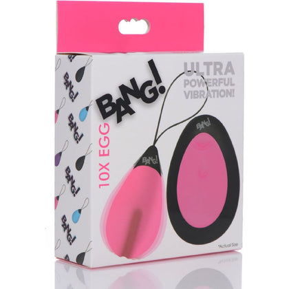 Bang! 10X Vibrating Egg & Remote - Powerful Pink USB Rechargeable Egg with Wireless Remote Control for Intense Pleasure - Model X10V - Unisex - Delivers Deep Vibrations for Enhanced Stimulati - Adult Naughty Store