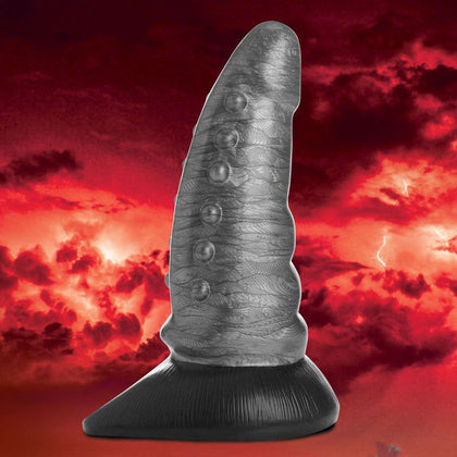Creature Cocks Beastly Tapered Bumpy Silicone Dildo - Model X1 - Unisex G-Spot and Prostate Pleasure - Metallic Silver