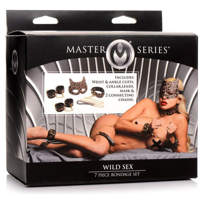 Master Series Wild Sex 7 Piece Bondage Set - Model WS-7PB - Unleash Your Inner Hunter with this Jaguar Print BDSM Kit for All Genders - Explore Pleasure and Power in Style