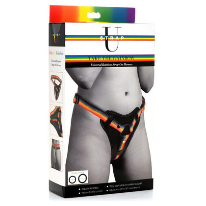 Strap-U Take the Rainbow Adjustable Rainbow Harness for Pegging and Strapon Play - Model X123 - Unisex - Ultimate Comfort and Support - Rainbow