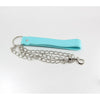 B-LEA22: The Royal Empress Chrome Chain Lead for Masterful Play in Turquoise Blue Vegan Leather - Bondage Toy