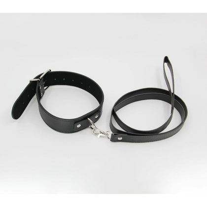 Euphoria Pleasure Collar and Leash Set - B-COL06 - Unlined Faux Leather - Black, Red, and Pink