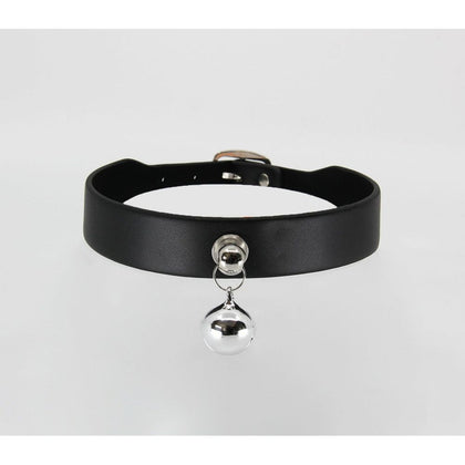 Introducing the B-COL08 Faux Leather Collar with Silver Cat Bell: A Captivating Accessory for Sensual Play