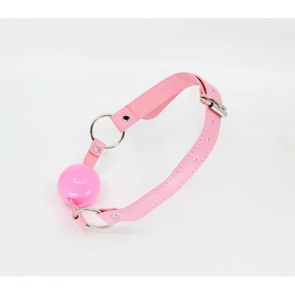 B-GAG40: Baby Pink Rubber Ball Gag - Unisex BDSM Oral Sensation Toy