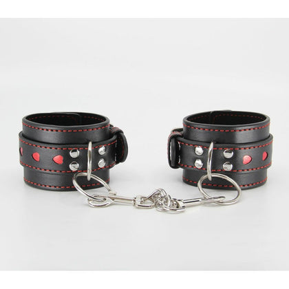 Bijoux Indiscrets Heartfelt B-HAN01 Vegan Leather Wrist Cuffs | Unisex | Black & Red