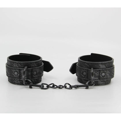 Bijoux Indiscrets B-HAN07 Black Lace Neoprene Wrist Restraints with Chain Join | Unisex, Wrist Restraints, B-HAN07, Black, BDSM
