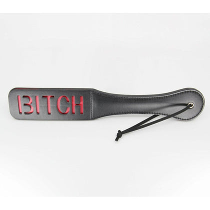 Bitch B-PAD04 Black Faux Leather Dual Cut Slapper Paddle for BDSM Pleasure - Women's Fetish Toy