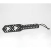 Introducing the B-PAD11F Faux Leather Double Heart Cut Out Stud Paddle - A Sensual Delight for BDSM Enthusiasts!