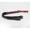 Introducing the Luxury Red Jacquard Print Flogger by B-WHI20 - Model B-WHI20Red: Unisex BDSM Impact Toy for Sensual Exploration in Black and Red. - Adult Naughty Store