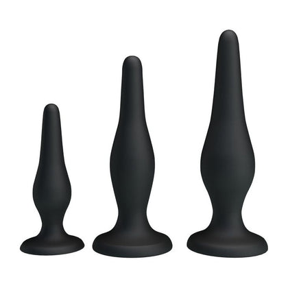 Introducing the Beginner's Mini Anal Kit Black: Silicone Butt Plug Set - 3 Sizes in 1 for Ultimate Pleasure