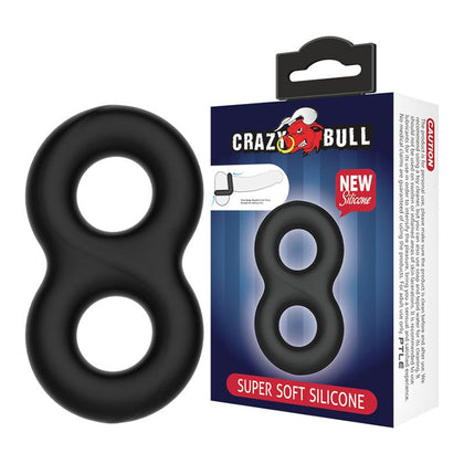 Crazy Bull Super Soft Dual Silicone Ring - Model 19mm - Male Cock and Ball Enhancer - Intensify Pleasure - Black - Adult Naughty Store