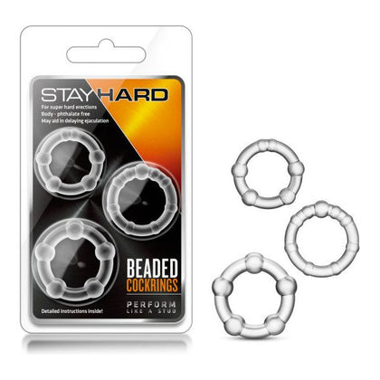 Blush Novelties Stay Hard Beaded Cock Rings - Ultimate Pleasure Enhancer for Men - Model XJ-3000 - Multi-size Set for Intense Stimulation - Scrotum Encircling - Black - Adult Naughty Store