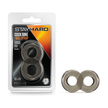 Stay Hard Cock Ring and Ball Strap - Premium TPE, Phthalate-Free, Comfortable Fit, Enhances Pleasure - Black - Adult Naughty Store