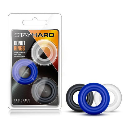 Stay Hard - Donut Rings: The Ultimate Stamina-Boosting Cock Rings for Harder, Long-Lasting Pleasure - Pack of Three, Body-Safe Elastomer Rings for Men - Enhance Size and Performance - Stackab - Adult Naughty Store