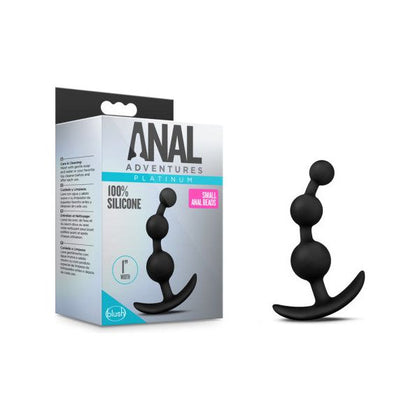 Introducing the Luxurious Platinum Pleasure: Anal Adventures Small Anal Beads - Model 13.3CM - Unisex - Exquisite Anal Stimulation - Seductive Obsidian Black