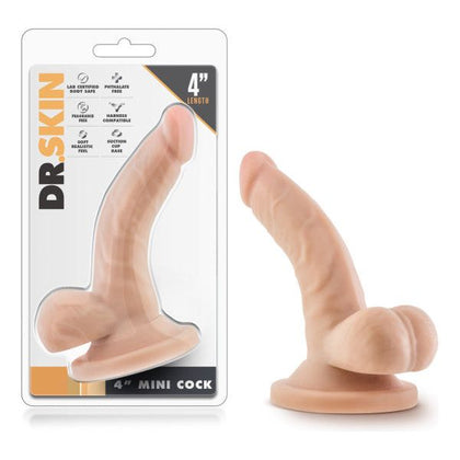 Dr. Skin 4'' Mini Cock - Petite Lifelike Dildo for Intense G-Spot and Prostate Stimulation - Model DS-4M - Unisex Pleasure Toy - Jet Black