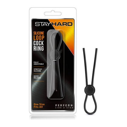 Stay Hard - Silicone Loop Cock Ring: The Ultimate Adjustable Pleasure Enhancer for Men - Model X1, Black - Adult Naughty Store