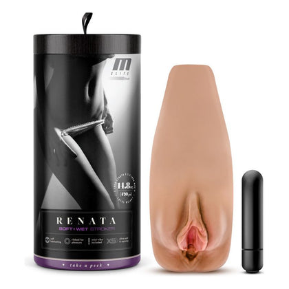 Elite Soft and Wet - Renata Self-Lubricating Ribbed Canal 1-Speed Bullet Vibrator for Women - Tan - Adult Naughty Store