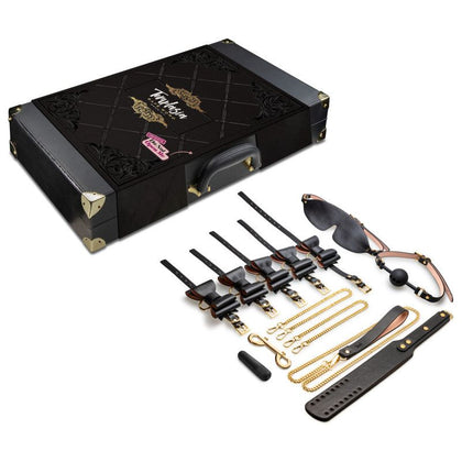 Temptasia Safe Word Bondage Kit with Suitcase - Complete BDSM Pleasure Set for All Genders - Model TSWB-001 - Indulge in Exquisite Pleasure with this Sophisticated Vegan Leather Kit - Black - Adult Naughty Store