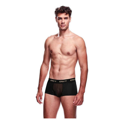 Envy Mesh Short Boxer - Black L/XL | Men's Sexy Sheer Mesh Boxer Briefs for Sensual Comfort and Style - Adult Naughty Store