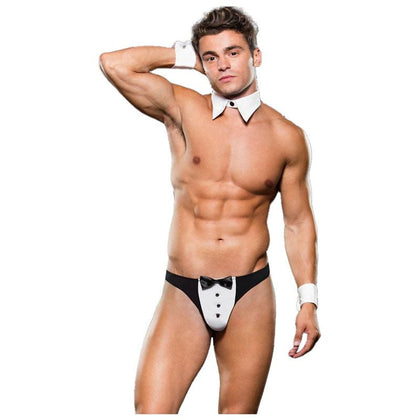 ENVY Tuxedo with Cuffs/Collar - LXL: Elegant Black and White Three-Piece Lingerie Set for Intimate Nights - Adult Naughty Store