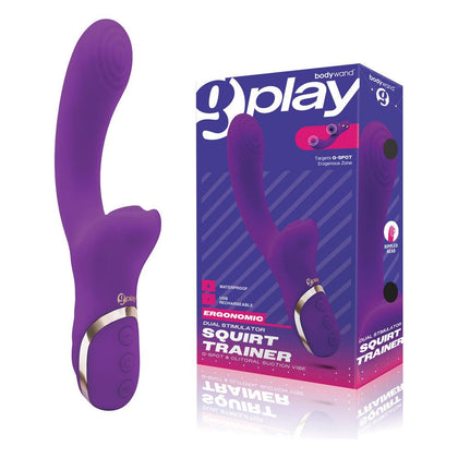 Introducing the Bodywand G-Play DSST-001 Dual Stimulator Squirt Trainer Purple USB Rechargeable Rabbit Vibrator for Women - G-Spot and Clitoral Stimulation - Adult Naughty Store