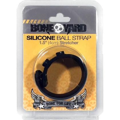 Boneyard Silicone Ball Strap Black - Premium Adjustable 3-Snap Ball Stretcher Ring for Men - Model BSB-100 - Enhance Pleasure and Comfort in Style