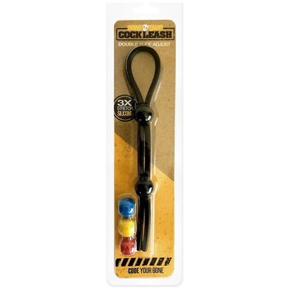 Boneyard Cock Leash Double - Adjustable Silicone Cock Ring with Dual Latch System for Male Pleasure - Black/Blue/Red/Yellow