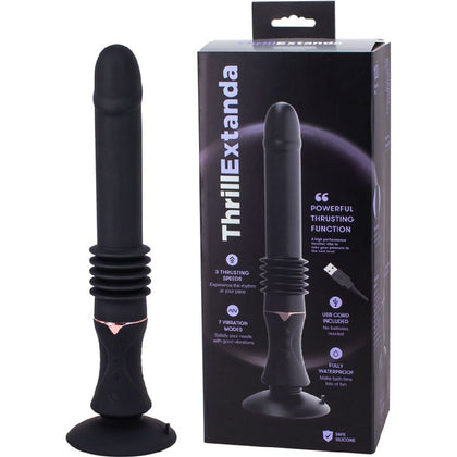 Introducing the Thrill Extanda Black 18 cm USB Rechargeable Thrusting Vibrator: The Ultimate Pleasure Powerhouse for All Genders and Sensational Stimulation in Black