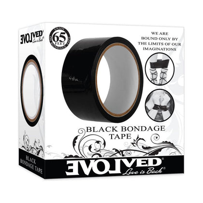 Evolved Black Bondage Tape - Self-Adhesive PVC Vinyl Bondage Tape for Sensual Pleasure - Model EBBT-001 - Unisex - Versatile Use as Restraints, Blindfold, or Gag - Jet Black