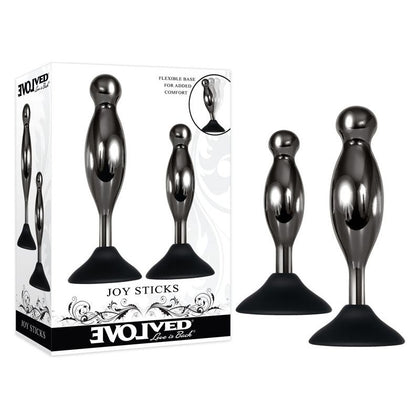 Evolved Joy Sticks - Sensual Silicone Anal Plug Set, Model X-69, Unisex, Backdoor Bliss, Midnight Black - Adult Naughty Store