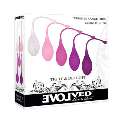 Evolved TIGHT & DELIGHT Kegel Ball Set - Model EK-500 - Women's Pelvic Floor Trainer for Intense Pleasure - Colorful Collection of Weighted Silicone Balls - Adult Naughty Store