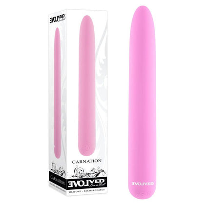 Evolved Carnation Silicone Rechargeable Traditional Vibrator - Model C17.8 - For Women - Internal & External Pleasure - Creamy Smooth - Pink