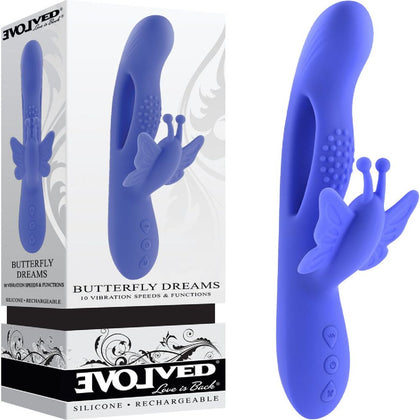 Evolved Butterfly Dreams USB Rechargeable Split-Shaft Butterfly Vibrator - Model BD-238 - For Women - Clitoral and G-Spot Stimulation - Purple