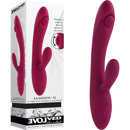 Evolved JAMMIN' G Burgundy 20.1 cm USB Rechargeable Rabbit Vibrator - Dual Stimulation for Intense G-Spot Pleasure - Adult Naughty Store