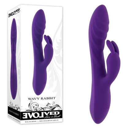 Evolved WAVY RABBIT Silicone USB Rechargeable Rabbit Vibrator - Model X123 - Purple - Targeted Pleasure for Women - A Masterpiece of Flexibility and Power - Adult Naughty Store